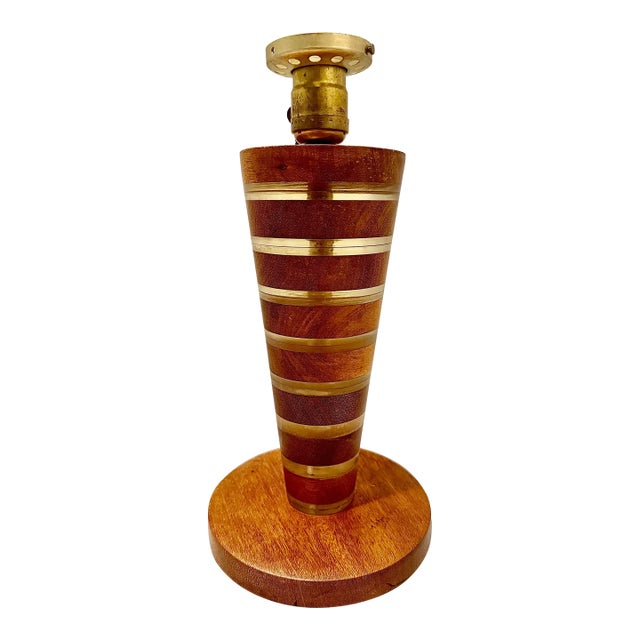 1970’s Vintage ‘Felice Antonio Botta Style’ Table Lamp Constructed of Alternating Wood and Lucite Stacked Circles, Art Deco, MCM Style For Sale
