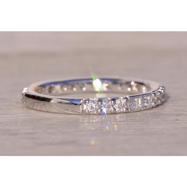 Metal The Riel: Gabriel and Company Signed Band with Natural Diamonds in White Gold For Sale - Image 7 of 11