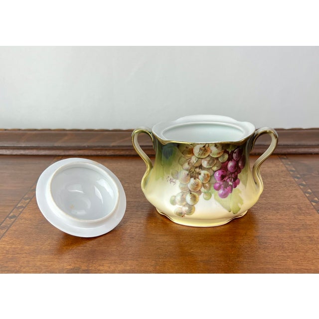Antique Art Nouveau Jaeger & Co. Bavarian, A. Koch Grape Motif Porcelain Dessert Trio For Sale In Portland, OR - Image 6 of 12