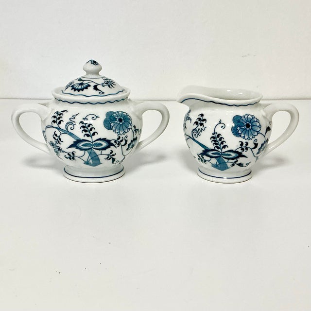 1970s 1970s Vintage Japanese Chinoiserie Meissen Blue Danube Creamer & Covered Sugar For Sale - Image 5 of 14
