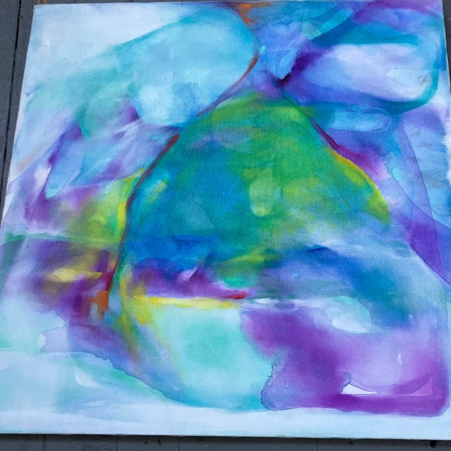 2 original paintings 24 x 24 on stretched canvas unsigned unframed