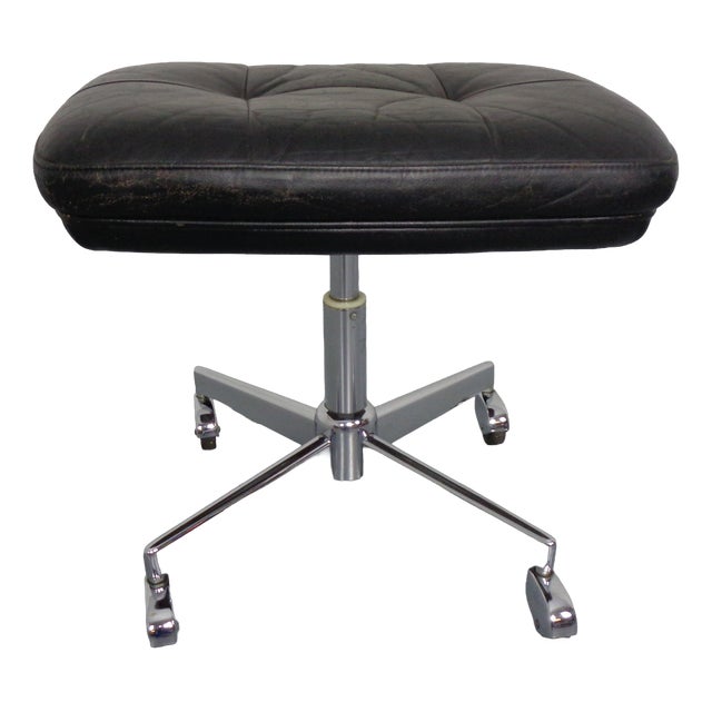 Rollable and Adjustable Leather Stool, Germany, 1960s For Sale