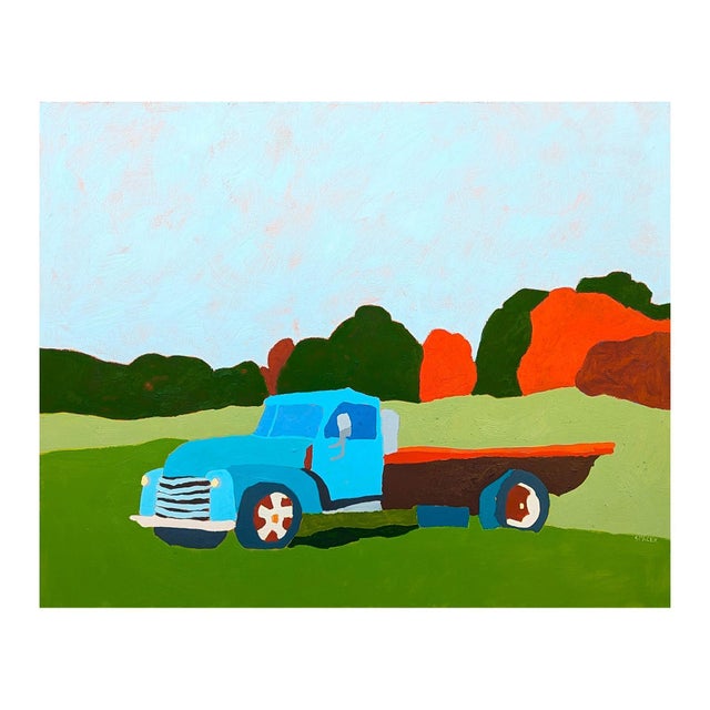Contemporary Jacob Spacek "American Rural, Mule" Contemporary Blue, Green & Red Country Landscape Painting, 2025 For Sale - Image 3 of 10