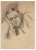 Mino Maccari, Portrait of Sleeping Man, Drawing, Mid-20th Century For Sale