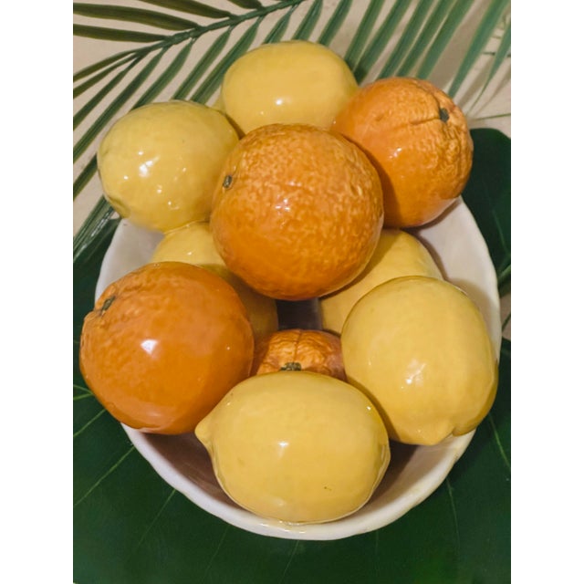 1960s 1960s Italian Tromp De L’Oeil Ceramic Fruit Bowl With Orange and Lemons Sign. For Sale - Image 5 of 11
