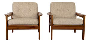 Mid-Century Modern Teak Lounge Chairs in Wool Bouclé, 1960s, Set of 2