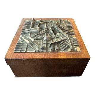 Teak and Bronze Bottle Box by Arnoldo Pomodoro, 1970s For Sale