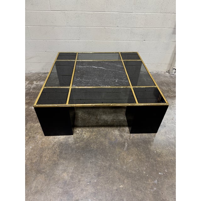 Contemporary Marble Glass Brass Coffee Table For Sale - Image 9 of 10