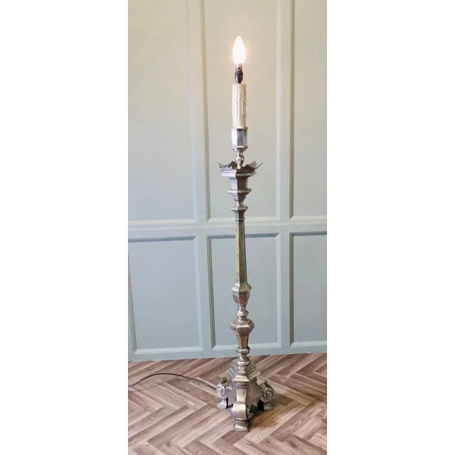 Silver-Plated Floor Lamp, 1900s For Sale - Image 6 of 11