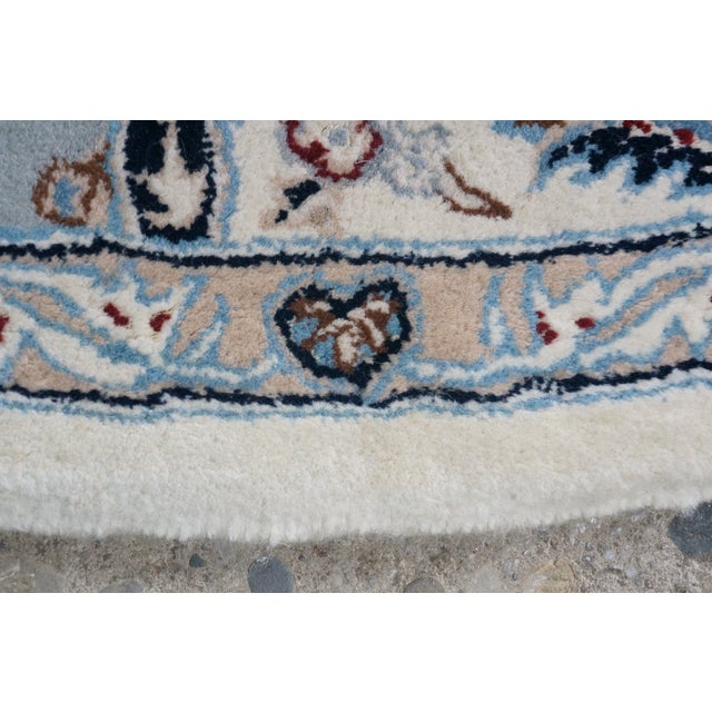 Cream Vintage Nain Floral All Over Vine Palmette Round Wool & Silk Area Rug 74" For Sale - Image 8 of 13