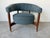 1970s 1960s Mid-Century Modern Floating Barrel Lounge Chair in Teal Upholstery With Walnut Frame & Brass Sabots For Sale - Image 5 of 12