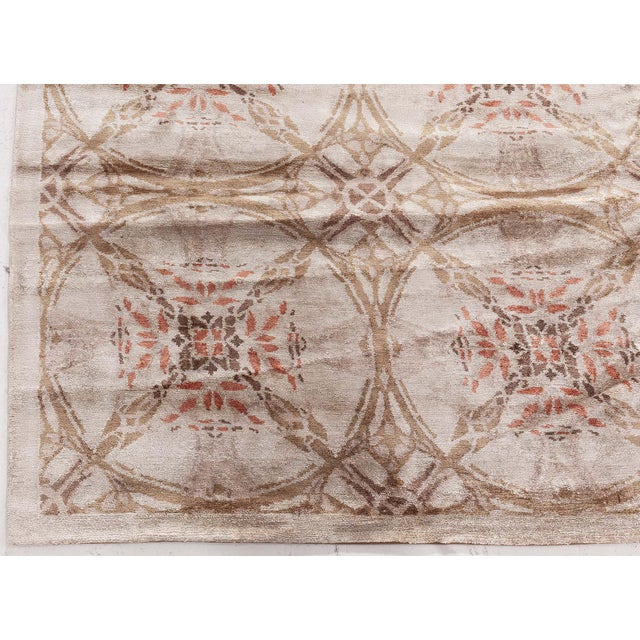 Modern Tibetan Silk Rug – “Cinnamon Lattice” Design by Doris Leslie Blau For Sale In New York - Image 6 of 9