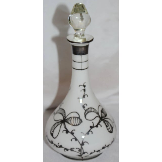Art Deco Early 20th Century Clear Over Opal Cased Glass Bottle With Silver Overlay For Sale - Image 3 of 8