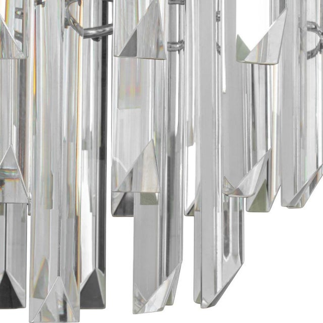 Italian Murano Glass Camer Prism Chandelier, with three tiers and chromed steel frame. 21" H x 20.5" W. Provenance: From a...