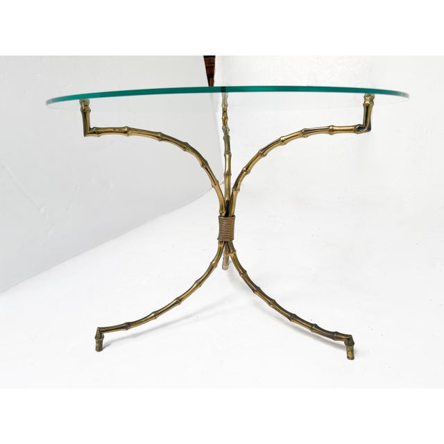 Maison Baguès Cocktail Table With Glass Top Over Faux Bamboo Base of Brass For Sale - Image 9 of 10