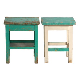 Bedside Tables in Pine Wood, Central Europe, 1940, Set of 2 For Sale