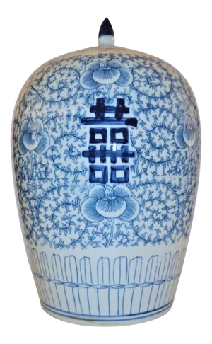 Contemporary Chinoiserie Porcelain Happiness Melon Jar