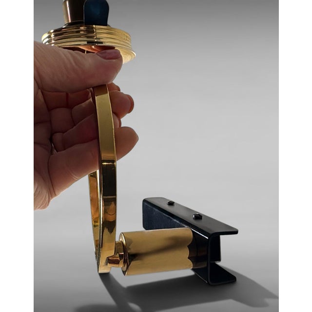 Mid 20th Century Maison Lunel Style Pair of French Modernist Brass and Opaline Glass Sconces - a Pair For Sale - Image 15 of 18
