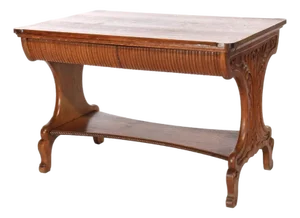 Antique Rj Horner Arts & Crafts Carved Oak Two-Drawer Library Table C1910