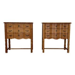 Danish Rococo Nightstands in Oak by Henning Kjærnulf, 1960s, Set of 2 For Sale