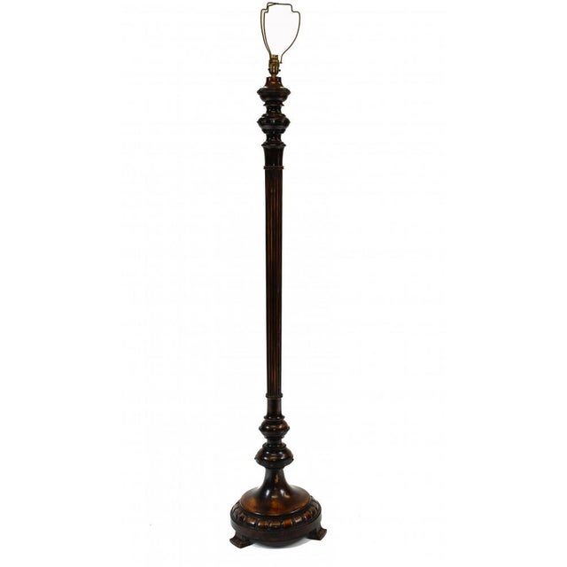 Wood Antique Carved Mahogany Floor Lamp For Sale - Image 7 of 7