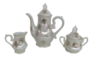 Mid Century Japanese Lusterware Vintage Set of Tea Pot Creamernd Sugar Bowl - Set of 3