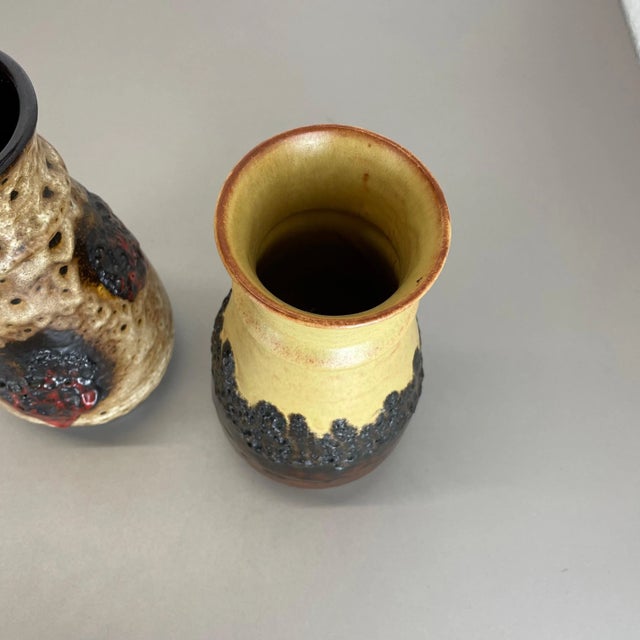 German Multi-Color Fat Lava Op Art Pottery Vase from Bay Ceramics, Set of 2 For Sale - Image 10 of 18