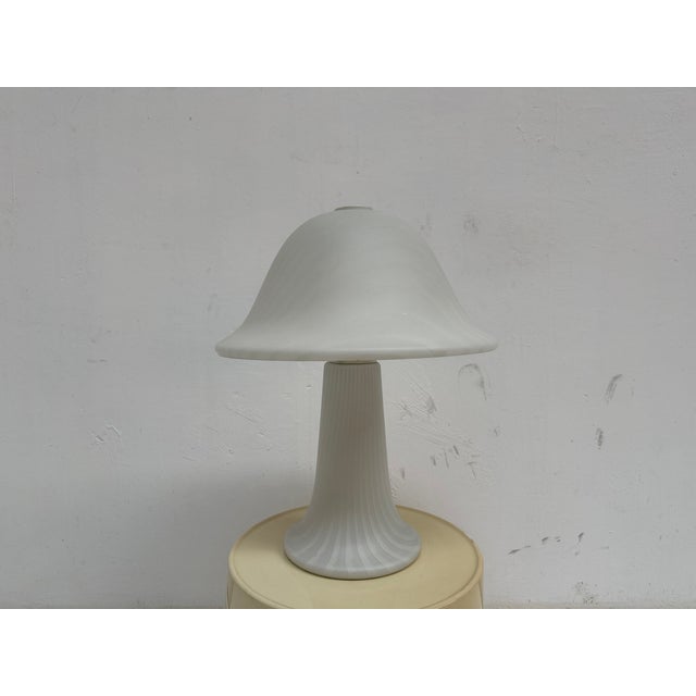 White Large Mushroom Zebra Table Lamp from Peill & Putzler, 1970s For Sale - Image 8 of 9