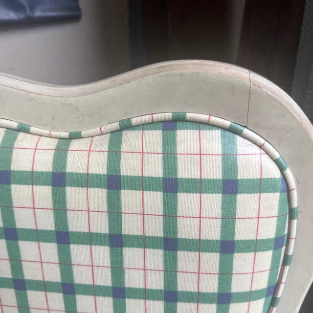 Rustic European 1970s Country Core Pair of Green Gingham Chairs For Sale - Image 3 of 5