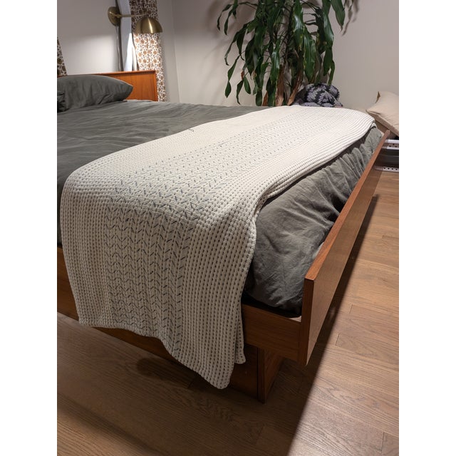 Wood MCM Danish Teak Platform Queen Bed For Sale - Image 7 of 9