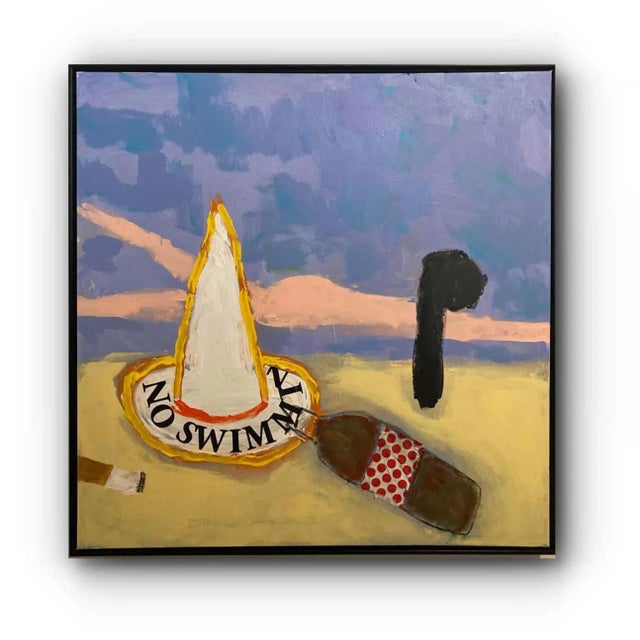 Blue Swimmer (Framed Contemporary Abstract Multimedia Painting), Guy Lyman For Sale - Image 8 of 8