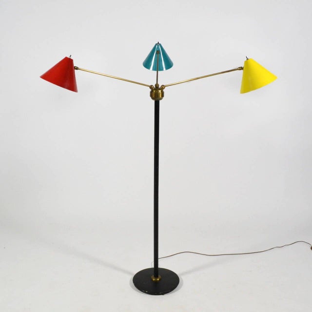 Mid-Century Modern 1950s Italian Three-Arm Floor Lamp For Sale - Image 3 of 10