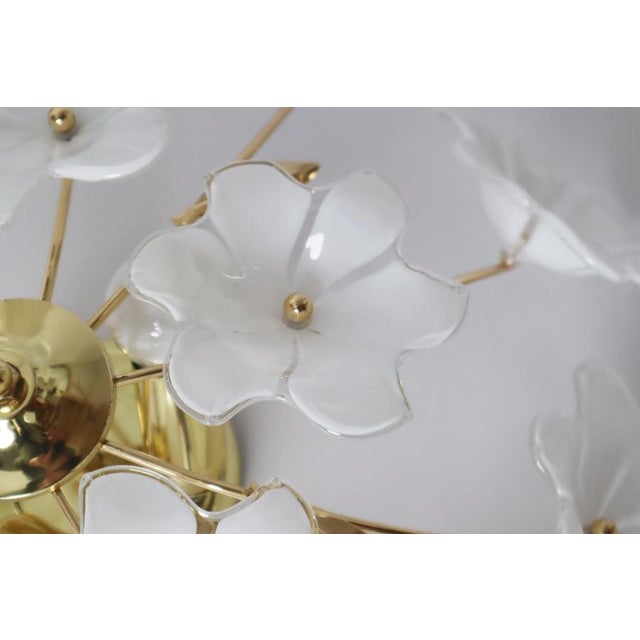 Ceiling Lamp with White Murano Glass Flowers by Hosel, 1980s For Sale - Image 9 of 18