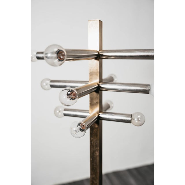 Spectacular, monumental, and extremely rare twelve-light floor lamp, a superb original vintage piece from the 1970s,...