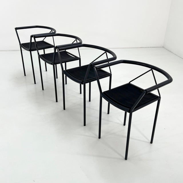 Black Vintage Poltroncina Chairs by Maurizio Peregalli for Zeus Noto, 1980s, Set of 4 For Sale - Image 8 of 11