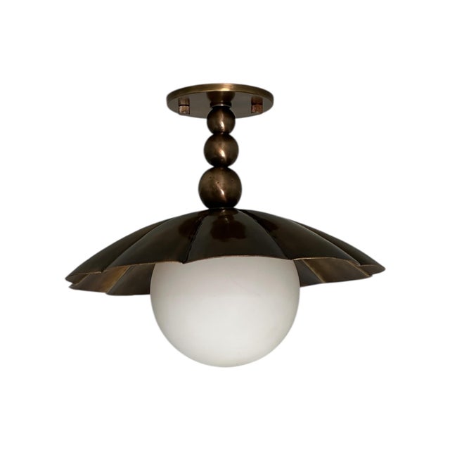Add timeless elegance to your space with this handcrafted brass flush mount lamp, inspired by vintage and mid-century...