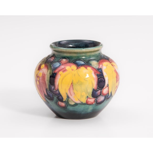 Yellow Vintage William Moorcroft Leaf and Berry Pattern Art Pottery Cabinet Vase Arts & Crafts For Sale - Image 8 of 14