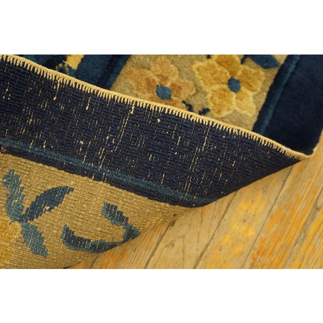 1920s Blue Navy Floral Antique Chinese Peking Rug 9' X 11'6'' Handknotted Wool Carpet For Sale - Image 12 of 14