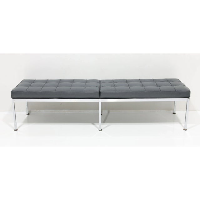 Gray Mid 20th Century Florence Knoll Bench in Holly Hunt Leather For Sale - Image 8 of 11