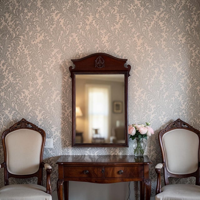 1940s Neoclassical Chippendale Mahogany Wall Mirror For Sale - Image 5 of 13
