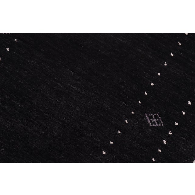 1990s Boho Chic Gabbeh Black Wool Runner Rug- 2'7''x11'10'' For Sale - Image 5 of 10