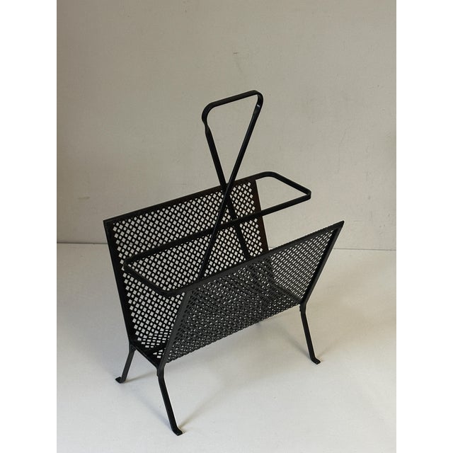 Metal Vintage Perforated Metal Magazine Rack, 1960s For Sale - Image 7 of 15