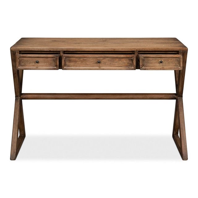 Campaign Campaign X-Frame Writing Desk in Natural Brown For Sale - Image 3 of 11