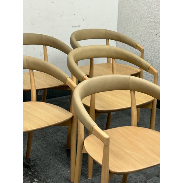 Sand West Elm Irvine Sand Leather Dining Chairs, Set of Six For Sale - Image 8 of 12