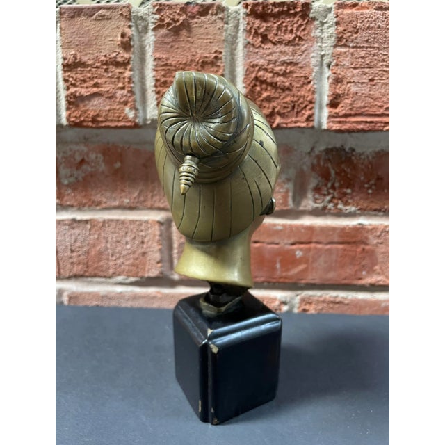 Mid 20th Century Vintage Brass Bust of a Laotian Woman For Sale - Image 5 of 12