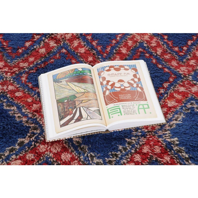 Blue Vintage Moroccan Berber Shag Wool Rug With Diamond Grid by Rug & Kilim, 1950-1959 For Sale - Image 8 of 9