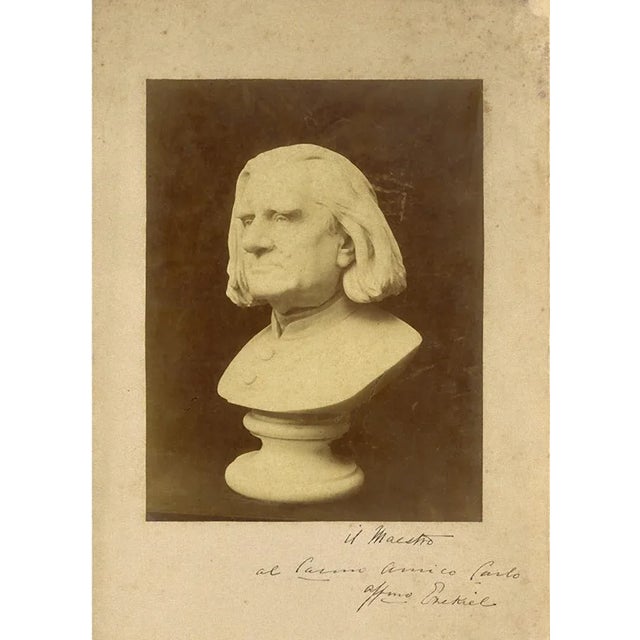 Bust of Franz Liszt with autograph of Moses Jacob Ezekiel is a photographic albumen print applied on cardboard. Moses...