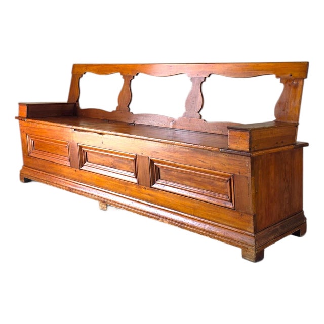 Antique Swedish Pine Storage Bench 19th Cen For Sale