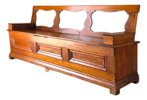 Antique Swedish Pine Storage Bench 19th Cen
