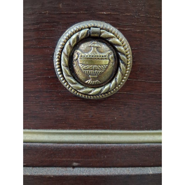 Mid 19th Century French Louis XVI Style Mahogany Semainier Chest With Marble Top & Brass Gallery For Sale - Image 9 of 9